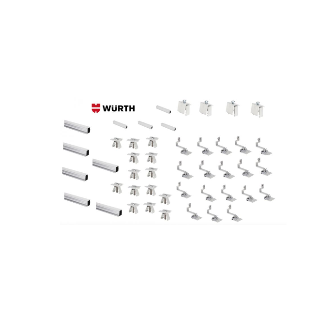 Kit Montaggio Completo Tetto Inclinato 8 Moduli WURTH staffe montaggio Kit Montaggio Completo Tetto Inclinato 8 Moduli WURTH staffe montaggio