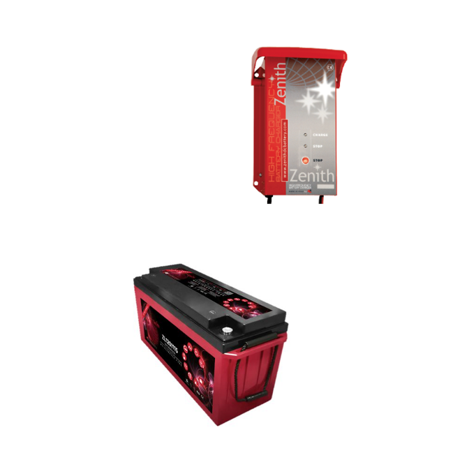 Kit Caricabatterie ZHF1212 12V 12A automatico ad alta frequenza + batterie Zenith 12V 130Ah Kit Caricabatterie ZHF1212 12V 12A automatico ad alta frequenza + batterie Zenith 12V 130Ah