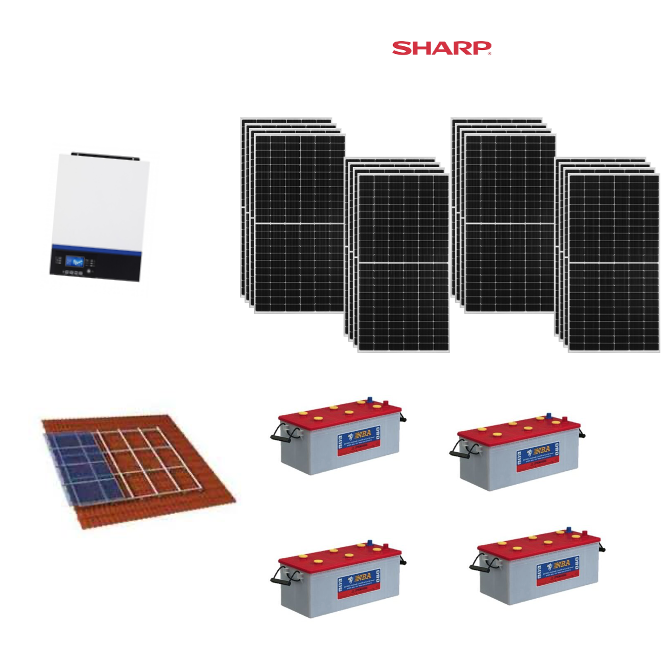 KIT Ibrido 6KWp Inverter 7,2KWh Batterie NBA 200Ah acido libero Pannello Solare Sharp 370W 24V Fotovoltaico + staffe KIT Ibrido 6KWp Inverter 7,2KWh Batterie NBA 200Ah acido libero Pannello Solare Sharp 370W 24V Fotovoltaico + staffe