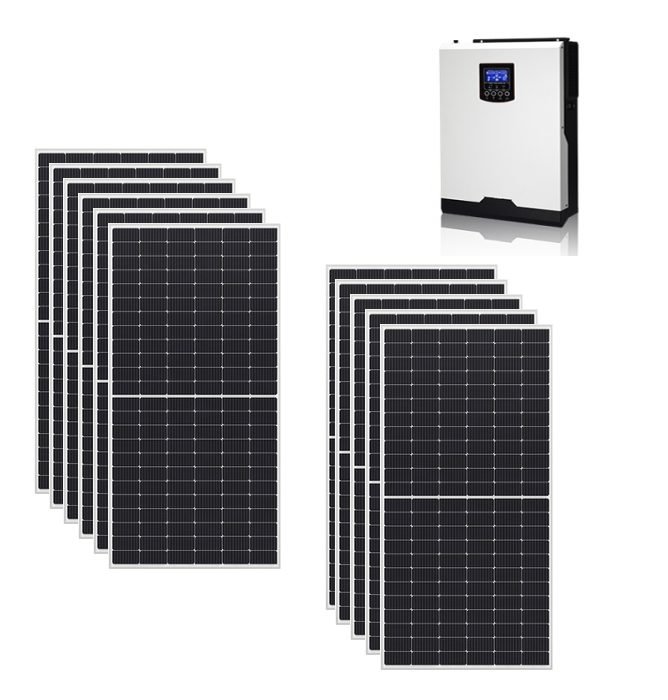 Kit Ibrido 4Kwp Inverter 5Kwh pannelli 360Wp monocristallini HALF CELL Kit Ibrido 4Kwp Inverter 5Kwh pannelli 360Wp monocristallini HALF CELL