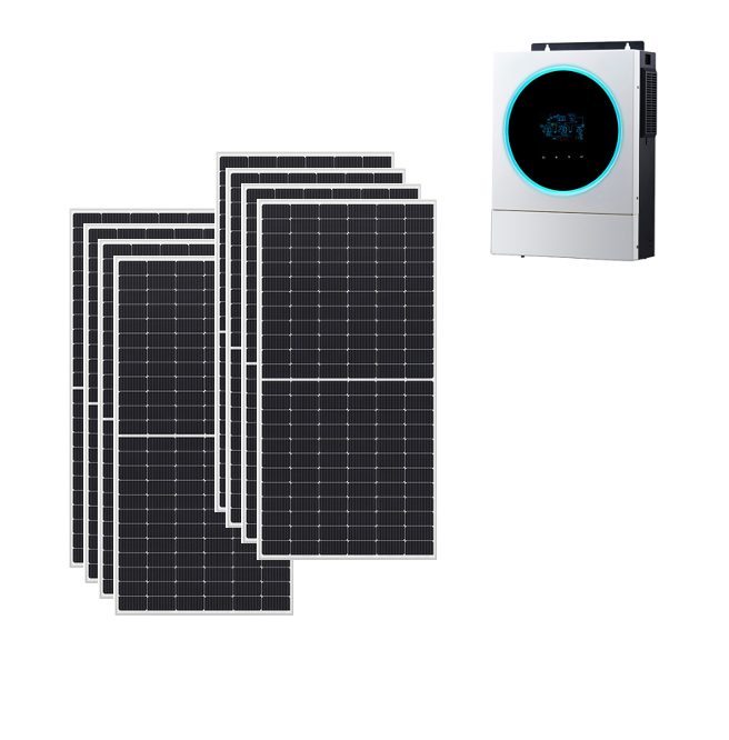 Kit Ibrido 3Kwp Inverter 5,6Kw pannelli 370Wp monocristallini Sharp HALF CELL NU-JC370 Kit Ibrido 3Kwp Inverter 5,6Kw pannelli 370Wp monocristallini Sharp HALF CELL NU-JC370