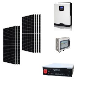 Kit Off grid autoconsumo 3Kwp Pannello Solare Jinko Tiger NEO 440Wp Monocristallino Inverter 6Kwh con regolatore + Batteria litio Dyness 5KWh