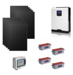 Kit Off grid autoconsumo 4,3Kwp Pannello Solare Longi 425Wp FULL BLACK Monocristallino Inverter 5Kwh con regolatore + Batteria Piombo NBa 200Ah