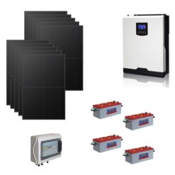 Kit Off grid autoconsumo 4,3Kwp Pannello Solare Longi 425Wp FULL BLACK Monocristallino Inverter 5Kwh con regolatore + Batteria Piombo NBa 200Ah