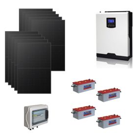 Kit Off grid autoconsumo 4,3Kwp Pannello Solare Longi 425Wp FULL BLACK Monocristallino Inverter 5Kwh con regolatore + Batteria Piombo NBa 200Ah