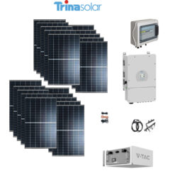 Kit OFF/ON GRID CEI021 Autoconsumo 7Kwp Pannello Solare TRINA SOLAR 440Wp X6 EXPLORER Inverter 6Kwh DEYE con regolatore + Batteria litio 9,6Kwh 200Ah
