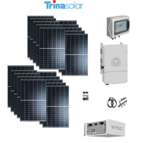 Kit OFF/ON GRID CEI021 Autoconsumo 7Kwp Pannello Solare TRINA SOLAR 440Wp X6 EXPLORER Inverter 6Kwh DEYE con regolatore + Batteria litio 9,6Kwh 200Ah