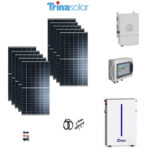 Kit OFF/ON GRID CEI021 Autoconsumo 3Kwp Pannello Solare TRINA SOLAR 440Wp Doppio Vetro Inverter 3,6Kwh DEYE con regolatore + Batteria litio 6,2Kwh 130Ah