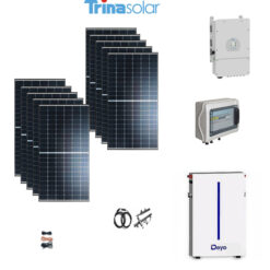 Kit OFF/ON GRID CEI021 Autoconsumo 3Kwp Pannello Solare TRINA SOLAR 440Wp Doppio Vetro Inverter 3,6Kwh DEYE con regolatore + Batteria litio 6,2Kwh 130Ah