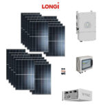 Kit 7KWp Off Grid Pannello Solare LONGI 430W Fotovoltaico Monocristallino amorfo HiHero Inverter Deye 6Kwh + batteria litio 9,6kwh