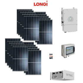 Kit 7KWp Off Grid Pannello Solare LONGI 430W Fotovoltaico Monocristallino amorfo HiHero Inverter Deye 6Kwh + batteria litio 9,6kwh
