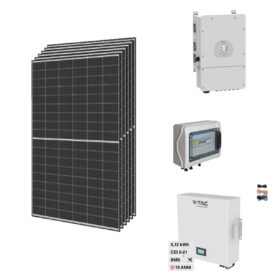 Kit OFF/ON GRID CEI021 Autoconsumo 3,6Kwp Pannello Solare TRINA SOLAR 435Wp Doppio Vetro Inverter 6Kwh DEYE con regolatore + Batteria litio 5,124Kwh 100Ah