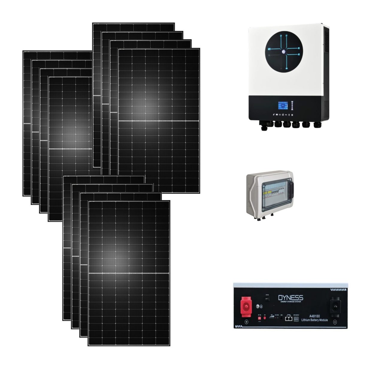 Kit Off grid 5,3Kwp Pannello Solare Tongwei Shingled 495Wp TWMNH-60HS495 inverter 8Kwh con batterie Dyness litio 5KWh Kit Off grid 5,3Kwp Pannello Solare Tongwei Shingled 495Wp TWMNH-60HS495 inverter 8Kwh con batterie Dyness litio 5KWh