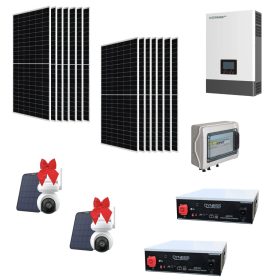 Kit Off grid autoconsumo 7Kwp Pannello Solare Tongwei 445Wp Monocristallino Inverter Luxpower 6Kwh con regolatore 8Kwp + Batteria litio Dyness 10Kwh