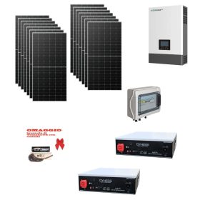 Kit Off grid autoconsumo 8,1Kwp Pannello Solare LONGI 585Wp Monocristallino Inverter Luxpower 6Kwh con regolatore 8Kwp + Batteria litio Dyness 10Kwh + omaggio Bresaola Tomahawk