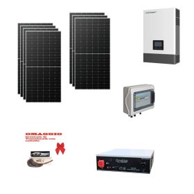 Kit Off grid autoconsumo 3Kwp Pannello Solare Tongwei 445Wp Monocristallino Inverter Luxpower 6Kwh con regolatore 8Kwp + Batteria litio Dyness 5Kwh + omaggio Bresaola Tomahawk