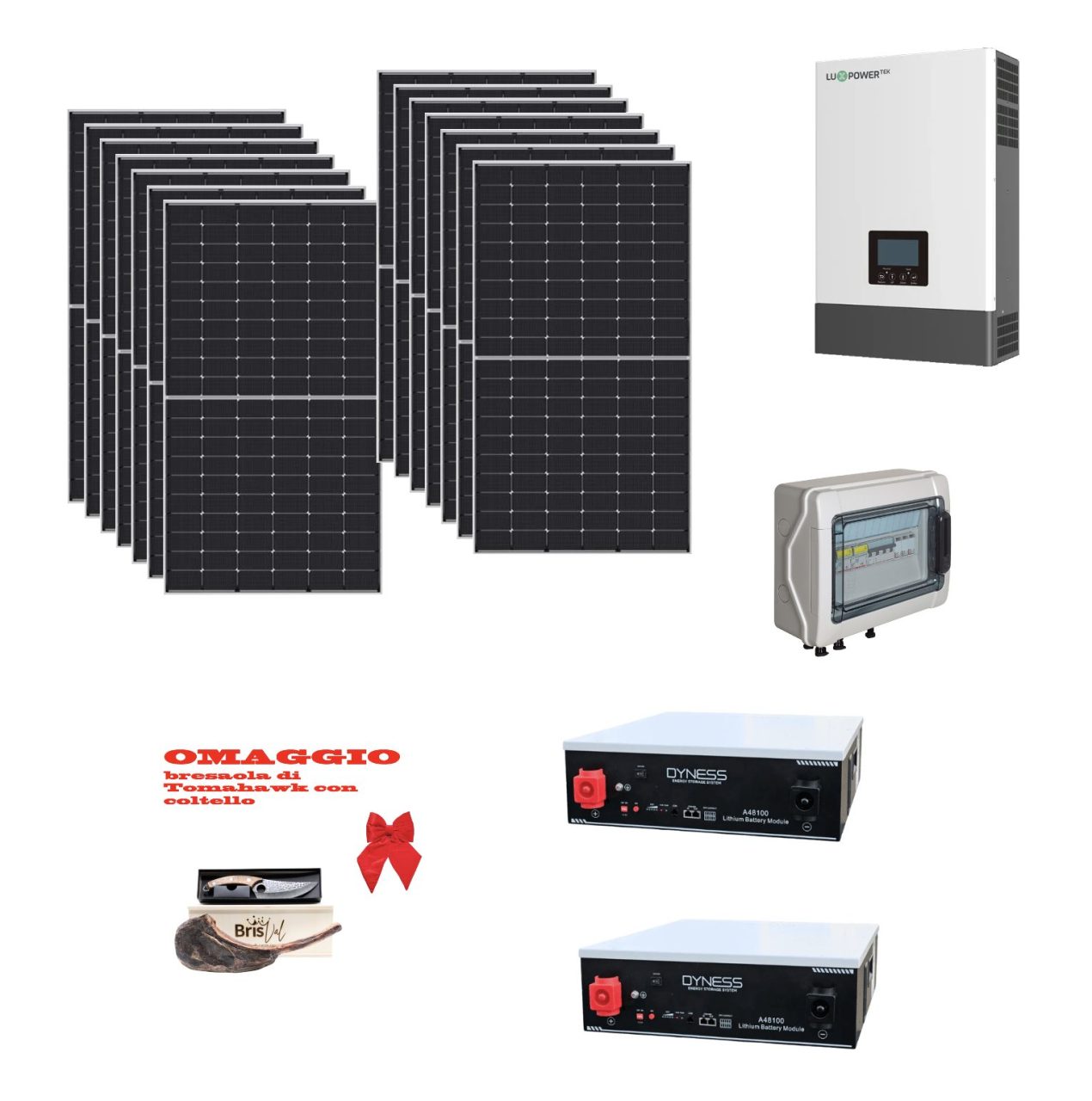 Screenshot 2024 12 16 alle 08.26.25 Kit Off grid autoconsumo 6,7Kwp Pannello Solare jinko NEO 485Wp Inverter Luxpower 6Kwh con regolatore 8Kwp + Batteria litio Dyness 10Kwh + omaggio Bresaola