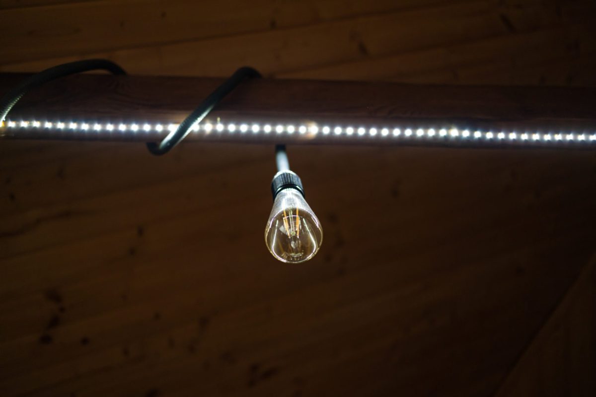 led light bulb in the industrial lamp is bright on 2023 11 27 05 08 02 utc