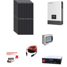 Kit Off grid autoconsumo 3Kwp Pannello Solare JINKO SOLAR 490Wp TIGER NEO Monocristallino Inverter 6Kwh regolatore 2 ingressi + Batteria litio 100Ah 5Kwh Dyness