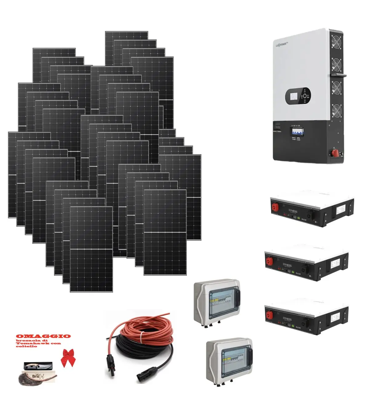 Screenshot 2025-07-15 alle 14.42.20 Kit Off grid autoconsumo 20Kwp Pannello Solare TONGWEI 500Wp Monocristallino Inverter 12Kwh regolatore 4 ingressi + Batteria litio 300Ah 15Kwh DYNESS - immagine 1