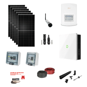 KIT Ibrido ON GRID Solare 3Kwp Moduli TONGWEI 500Wp Inverter SOLIS MONOFASE + batteria Dyness 5KWh Litio CEI021 + quadri + struttura