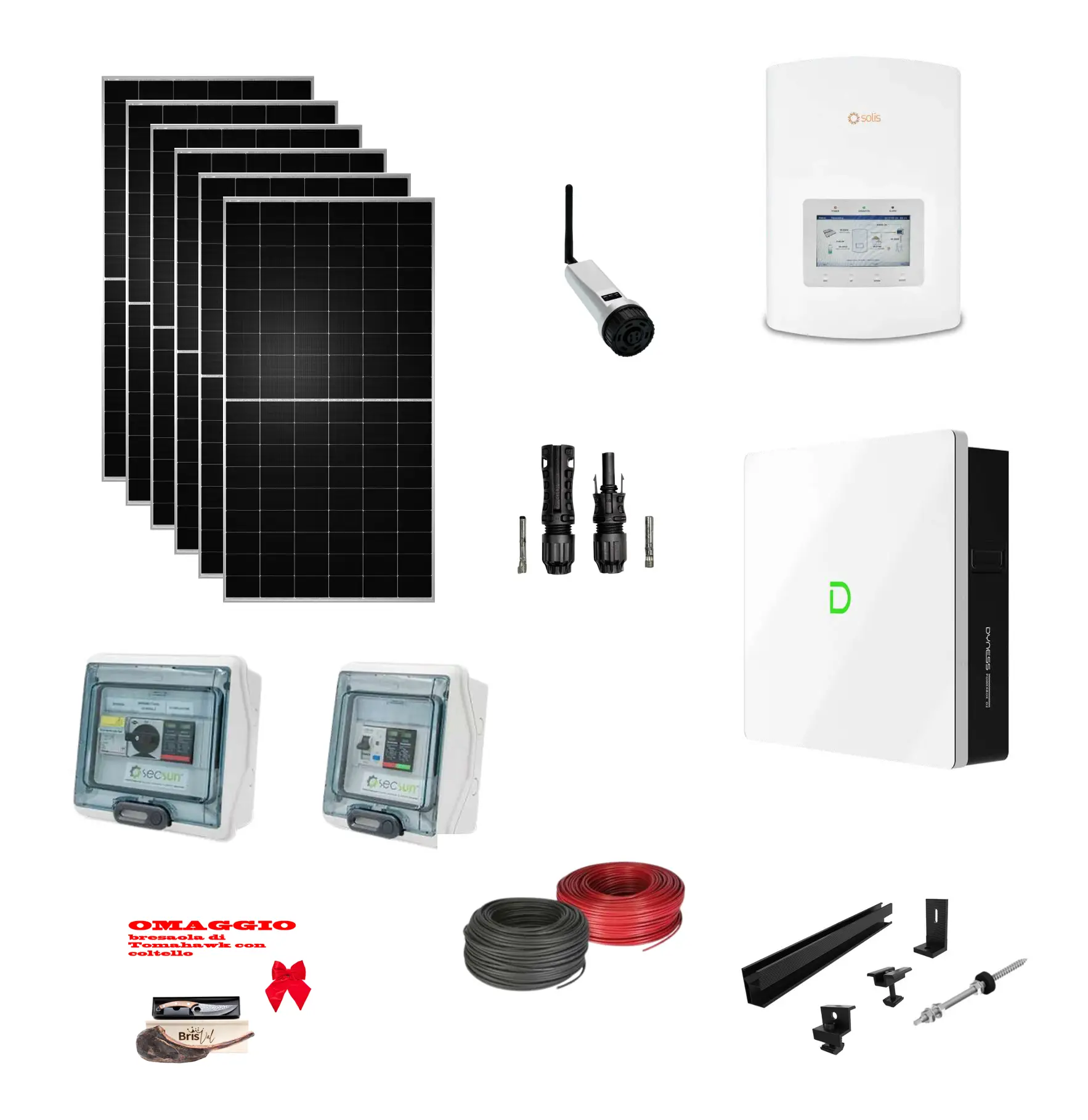 Screenshot 2025-08-22 alle 14.40.15 KIT Ibrido ON GRID Solare 3Kwp Moduli TONGWEI 500Wp Inverter SOLIS MONOFASE + batteria Dyness 5KWh Litio CEI021 + quadri + struttura - immagine 1