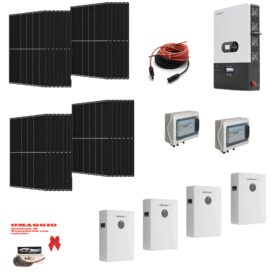 Kit Off grid autoconsumo 18,3Kwp Pannello Solare TRINA SOLAR 510Wp Monocristallino Inverter 12Kwh regolatore 4 ingressi + Batteria litio 400Ah 20Kwh LUXPOWER
