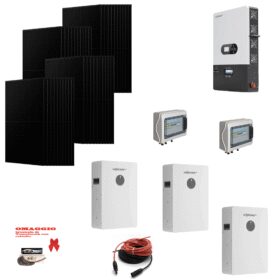 Kit Off grid autoconsumo 19Kwp Pannello Solare AIKO Neostar 1S 435Wp FULL BLACK Monocristallino Inverter 12Kwh regolatore 4 ingressi + Batteria litio 300Ah 15Kwh LUXPOWER