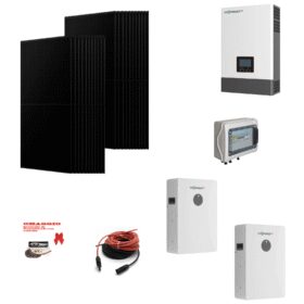 Kit Off grid autoconsumo 7,8Kwp Pannello Solare AIKO Neostar 1S 435Wp FULL BLACK Monocristallino Inverter 6Kwh regolatore 2 ingressi + Batteria litio 200Ah 10Kwh LUXPOWER