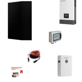 Kit Off grid autoconsumo 3Kwp Pannello Solare AIKO Neostar 1S 435Wp FULL BLACK Monocristallino Inverter 6Kwh regolatore 2 ingressi + Batteria litio 100Ah 5Kwh LUXPOWER