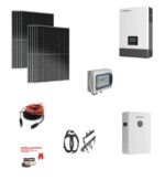 Kit Off grid autoconsumo 4,6Kwp Pannello Solare AIKO Neostar 2P 465Wp BLACK FRAME Monocristallino Inverter 6Kwh regolatore 2 ingressi + Batteria litio 100Ah 10Kwh LUXPOWER + STAFFE