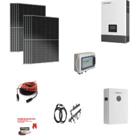 Kit Off grid autoconsumo 4,6Kwp Pannello Solare AIKO Neostar 2P 465Wp BLACK FRAME Monocristallino Inverter 6Kwh regolatore 2 ingressi + Batteria litio 100Ah 10Kwh LUXPOWER + STAFFE