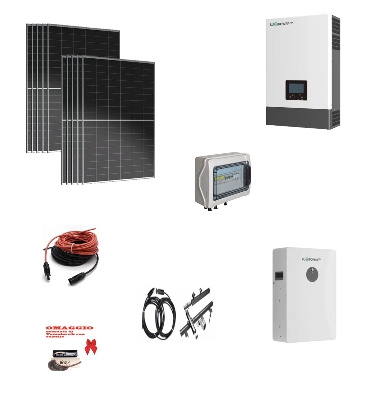 Screenshot 2025-09-20 alle 09.34.06 Kit Off grid autoconsumo 4,6Kwp Pannello Solare AIKO Neostar 2P 465Wp BLACK FRAME Monocristallino Inverter 6Kwh regolatore 2 ingressi + Batteria litio 100Ah 10Kwh LUXPOWER + STAFFE - immagine 1