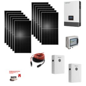 Kit Off grid autoconsumo 8,6Kwp Pannello Solare TONGWEI Solar 720Wp Monocristallino Bifacciale Inverter 6Kwh regolatore 2 ingressi + Batteria litio 200Ah 10Kwh LUXPOWER