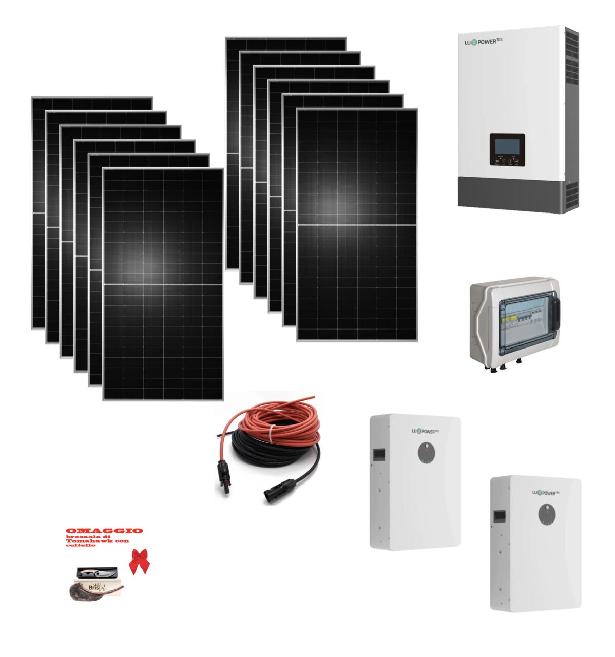 Screenshot 2025-09-29 alle 17.10.26 Kit Off grid autoconsumo 8,6Kwp Pannello Solare TONGWEI Solar 720Wp Monocristallino Bifacciale Inverter 6Kwh regolatore 2 ingressi + Batteria litio 200Ah 10Kwh LUXPOWER - immagine 1