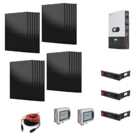 Kit Off grid autoconsumo 16,5Kwp Pannello Solare AIKO Neostar 2S 460Wp FULL BLACK Monocristallino Inverter 12Kwh regolatore 4 ingressi + Batteria litio 200Ah 15Kwh DYNESS