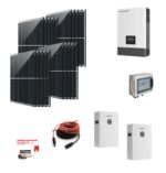 Kit Off grid autoconsumo 9Kwp Pannello Solare SwissWatt SWO Davos Diamond 2 450Wp Monocristallino Classe Resistenza grandine 4  Inverter 6Kwh regolatore 2 ingressi + Batteria litio 200Ah 10Kwh LUXPOWER
