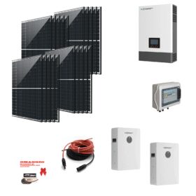 Kit Off grid autoconsumo 9Kwp Pannello Solare SwissWatt SWO Davos Diamond 2 450Wp Monocristallino Classe Resistenza grandine 4  Inverter 6Kwh regolatore 2 ingressi + Batteria litio 200Ah 10Kwh LUXPOWER