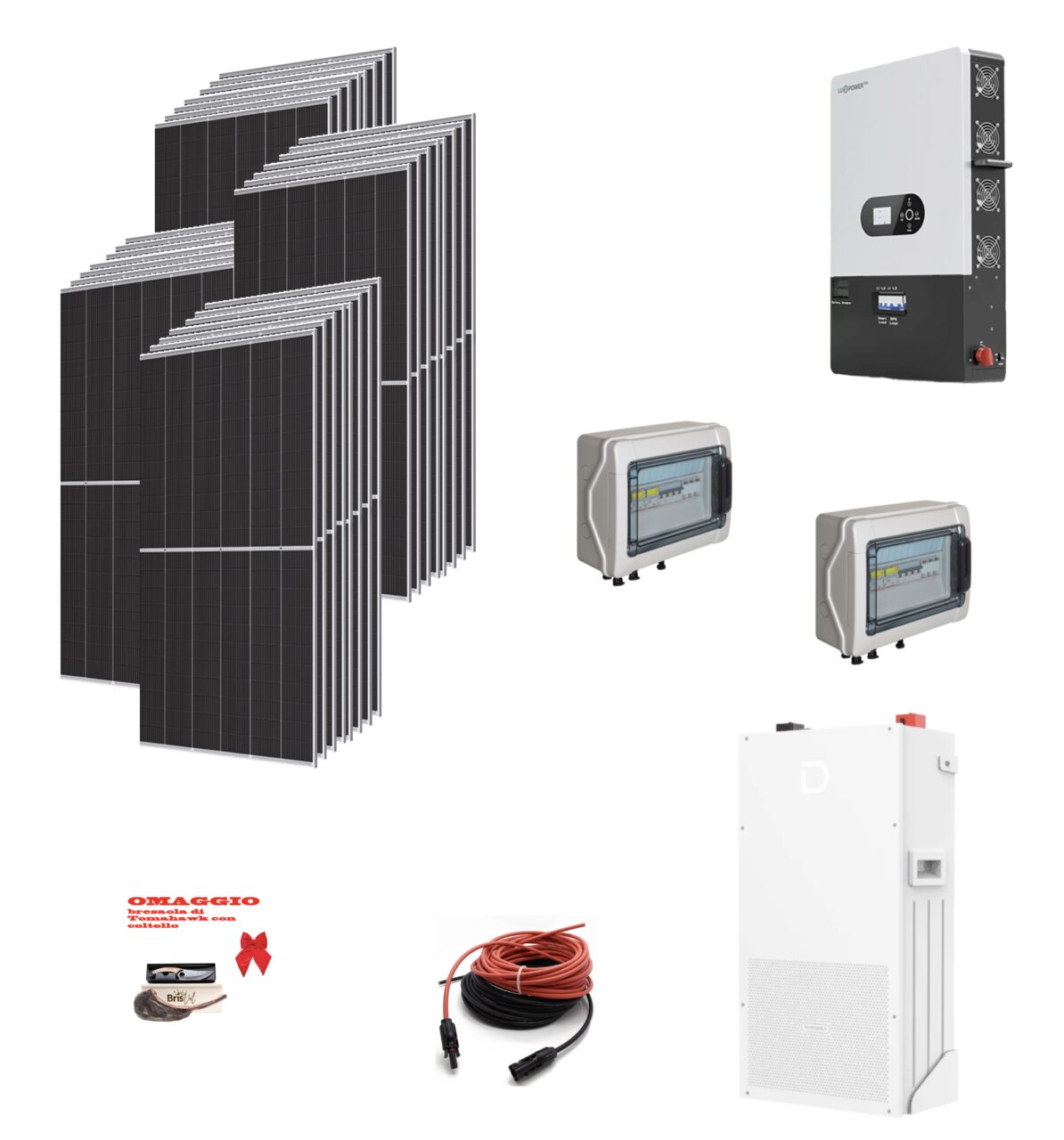 Screenshot 2025-10-20 alle 14.02.19 Kit Off grid MONOFASE autoconsumo 24KWp Pannello Solare TRINA SOLAR 715Wp Monocristallino Inverter 12KWh regolatore 4 ingressi + Batteria litio 280Ah 14,3Kwh DYNESS - immagine 1