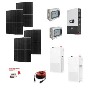 Kit Off grid MONOFASE autoconsumo 23KWp Pannello Solare AIKO-G645-MCH72DW 645Wp Monocristallino bifacciale Inverter 12KWh regolatore 4 ingressi + Batteria litio 560Ah 29Kwh DYNESS
