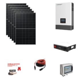 Kit 3,4Kwp MONOFASE Autoconsumo Pannello Solare LONGI 485WP MONOFACCIALE LR7-54HVH-485M X10 Monocristallino bifacciale Inverter Luxpower SNA6000 6Kwh con regolatore 2 MPPT luxpower  + Batteria litio 5Kwh + OMAGGIO