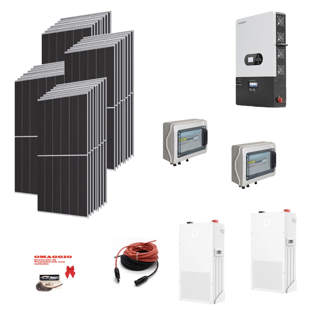 Screenshot 2025-11-25 alle 14.48.56 Kit Off grid MONOFASE autoconsumo 22KWp Pannello Solare TRINA SOLAR 615Wp Monocristallino Bifacciale Inverter 12KWh regolatore 4 ingressi + Batteria litio 560Ah 28Kwh DYNESS - immagine 1