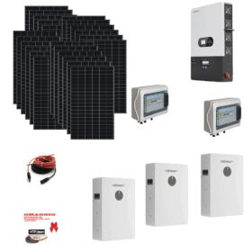 Kit Off grid MONOFASE autoconsumo 14KWp Pannello Solare DMEGC 500Wp  DM500M10RT-B60HBT Monocristallino Bifacciale Inverter 12KWh regolatore 4 ingressi + Batteria litio 300Ah 15Kwh LUXPOWER