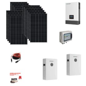 Kit Off grid MONOFASE autoconsumo 9KWp Pannello Solare DMEGC 500Wp  DM500M10RT-B60HBT Monocristallino Bifacciale Inverter 6KWh regolatore 2 ingressi + Batteria litio 200Ah 10Kwh LUXPOWER