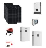 Kit Off grid MONOFASE autoconsumo 6KWp Pannello Solare DMEGC 500Wp DM500M10RT-B60HBT Monocristallino Bifacciale Inverter 6KWh regolatore 2 ingressi + Batteria litio 200Ah 10Kwh LUXPOWER