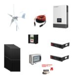 Kit Off grid MONOFASE autoconsumo 3KWp Solare + EOLICO DA 1KW HYE MODULI DMEGC 500Wp DM500M10RT-B60HBT Monocristallino Bifacciale Inverter 6KWh regolatore 2 ingressi + Batteria litio 200Ah 10Kwh DYNESS