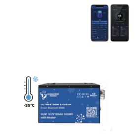 Batteria al litio Ultimatron 48V 52.2V 100Ah 5120Wh LiFePO4 Smart BMS con Bluetooth e RISCALDAMENTO fino a -35° integrato per fotovoltaico top di gamma made in Europa