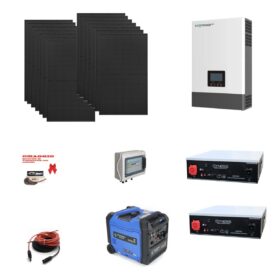 Kit Off grid autoconsumo 6,4Kwp Pannello Solare JINKO SOLAR 460Wp TIGER NEO 48HC ALL/BK Monocristallino Inverter Luxpower 6Kwh regolatore 2 ingressi + Batteria litio 200Ah 10Kwh Dyness + Gruppo Elettrogeno
