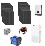 Kit Off grid autoconsumo 8Kwp Pannello Solare TONGWEI 505Wp Bifacciale Monocristallino Inverter Luxpower 6Kwh regolatore 2 ingressi + Batteria litio 280Ah 14Kwh Dyness + Gruppo Elettrogeno