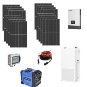 Kit Off grid autoconsumo 8Kwp Pannello Solare TONGWEI 505Wp Bifacciale Monocristallino Inverter Luxpower 6Kwh regolatore 2 ingressi + Batteria litio 280Ah 14Kwh Dyness + Gruppo Elettrogeno